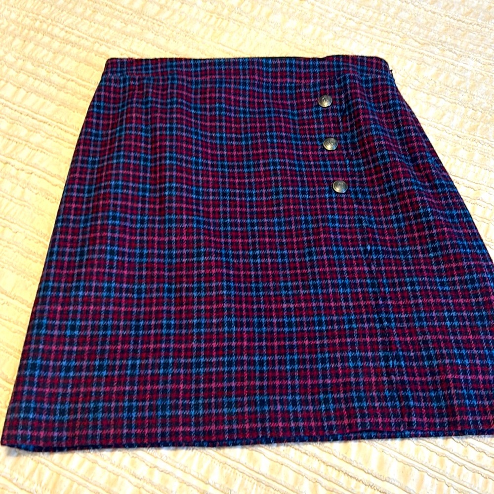 NWT Talbots blue/pink plaid skirt.